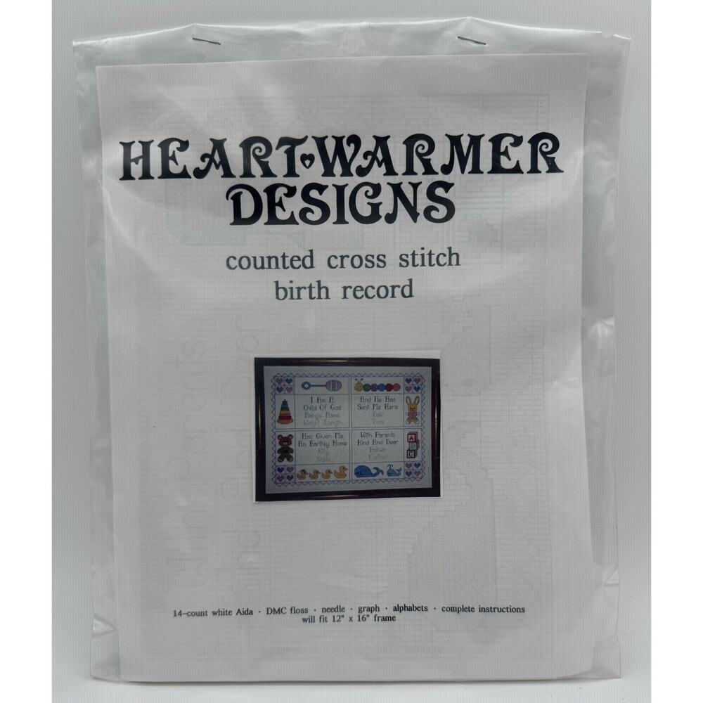 Heart Warmer Designs Counted Cross Stitch Baby Birth Record fit 12"x16" frame